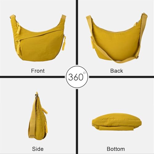 Image of Stvin Crossbody Travel Sling Bags for Women and Men, Crescent Shoulder Purse Bag with Zipper & Adjustable Strap, Half - Moon Shaped Waist Bag, Unisex Chest Bag - Nylon Fabric