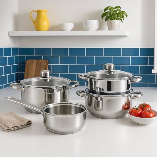 Miniatura 4 de Bistro Series Set de Batería de cocina de 7pc en acero inoxidable + 3 Sartenes Ø16Ø20Ø24cm Negro en aluminio prensado