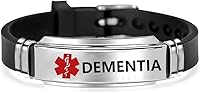 Vista 11 de NanMuc Pulsera de identificación de alerta médica roja de primeros auxilios de emergencia grabada con láser Alerta de salud ajustable pulsera