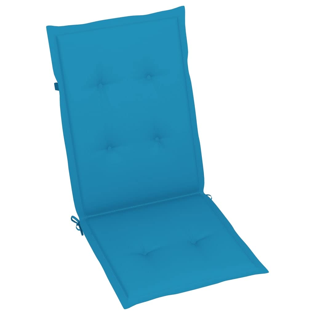 Cuscini per sedia da giardino, 2 pezzi, per sedie a sdraio con schienale alto, design universale, per interni ed esterni, balcone, terrazza, con 2 laccetti, blu, 120 x 50 x 3 cm