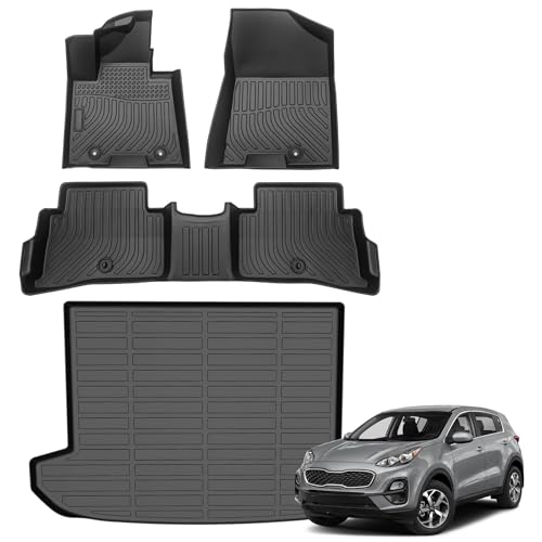 Floor Mats for Kia Sportage 2017-2022 (Gas ONLY), TPE Waterproof Non-Slip All Weather Protection Custom (Floor Mats & Cargo Liner)