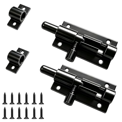 2 Pièces Targette de porte avec vis de montage, Boulon à Glissière, Boulons Verrouillage Porte, Loquet Porte, Convient pour les Chambres, les Salles de Bains, les Abris de Jardin.