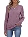 WIHOLL Womens Sweaters Early Fall Fashion Fashion 2025 Trendy Tops Long Sleeve Tunics for Leggings Cute Purple M