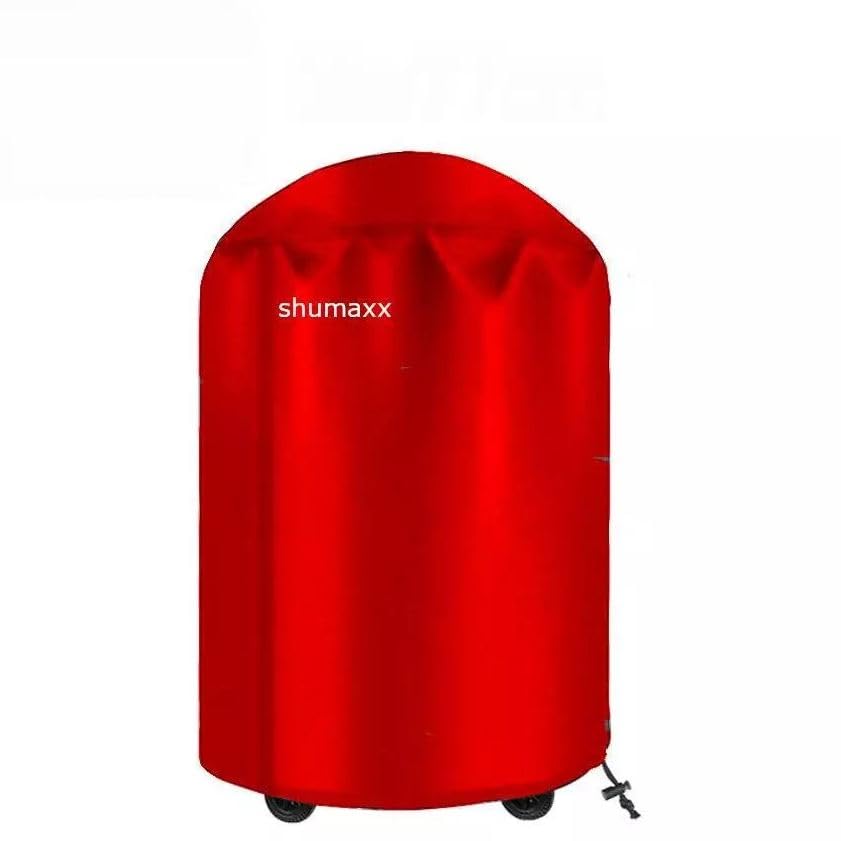 Shumaxx BBQ Grill Cover, Round Barbecue Cover, Kettle BBQ Cover Waterproof Heavy Duty Fabric Rip-Proof UV Resistant barbeque Grill Cover with shockcord & Cordlock (Red, 120cm High x 120cm Diameter)