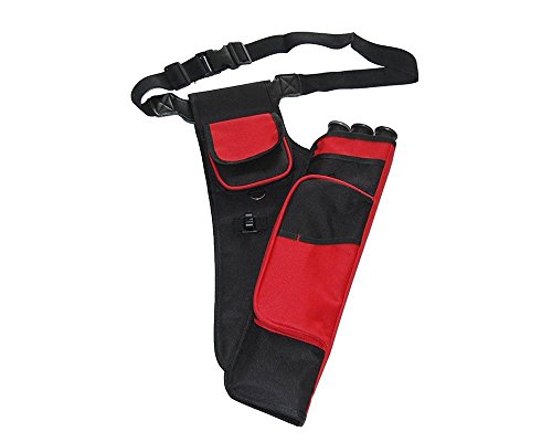 IRQ 3 tubos carcajón, entrenamiento de caza al aire libre tiro con arco flecha titular cinturón carcaj con cinturón ajustable para mano derecha (rojo)