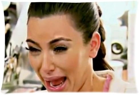 Kim Kardashian Crying Face Hilarious Pillowcase Pillow Case Cover 16x24 inch (twin sides)