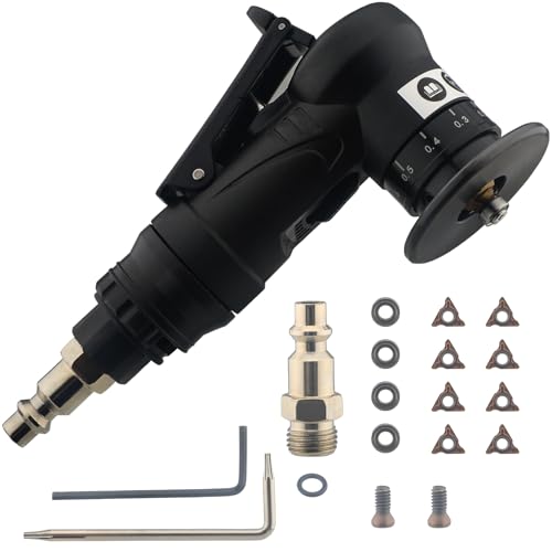 Image of Pneumatic Chamfering Tool - 45 Mini Air-Powered Chamfer Machine for Beveling & Deburring, Adjustable Depth & Speed, 1 /4 inch Air Inlet, R Angle Blades for Metal, Wood, Acrylic