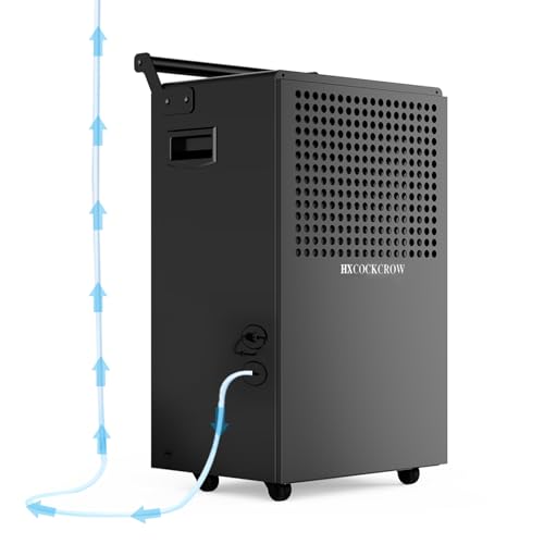 HXCOCKCROW 150 Pints Commercial Dehumidifier for Basement with Pump and Drain Hose, Up to 6,500 Sq.Ft for Garage, Large Space, Warehouse, Powerful Humidity Removal, Auto Defrost
