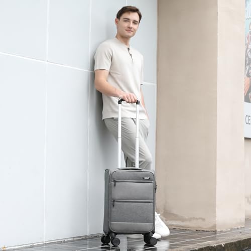 Kono 20 Inch Softside Carry On Luggage Airline Approved 20 Inch Spinner Wheels Lightweight Waterproof Suitcase with TSA Lock for Business Travel の商品画像 1