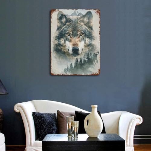 Plaque en fer loup Timber Wolf idée cadeau rétro originale 40x30 - 3