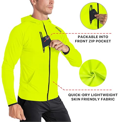 Image of BROKIG Mens Windbreak Running Jacket Zip Up Hoodie