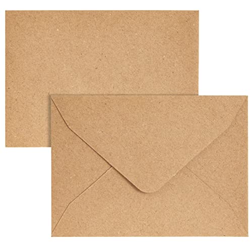 100 Count Mini Note Cards With Envelopes Set, Bulk Kraft Paper Gift Card Envelopes For Small Business, Florist Cards, Save The Date, Handwritten Messages, Brown, 4.1X2.75 In #TOP7