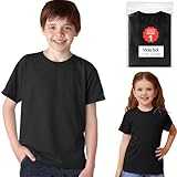 Vida Sol Camiseta Infantil 100% Algodón, Unisex, Manga Corta, Cuello Redondo, 1 Unidad, Suave y Transpirable, Diseño Básico y Cómodo, Ideal para Uso Diario, Tallas 5-6 Años, Negro, XS