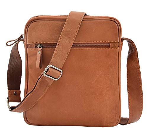 Bolso cruzado de cuero real para hombre, organizador de viaje y mensajero en color bronceado