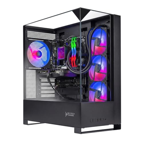 Skytech Gaming Shadow 5 Gaming PC, Intel Ultra 7 265F 5.2GHz, NVIDIA RTX 5060 Ti 8GB VRAM, 1TB NVMe SSD, 32GB DDR5 RAM 5600, 750W Gold PSU, 360 ARGB AIO, WI-FI 6, Windows 11, Desktop