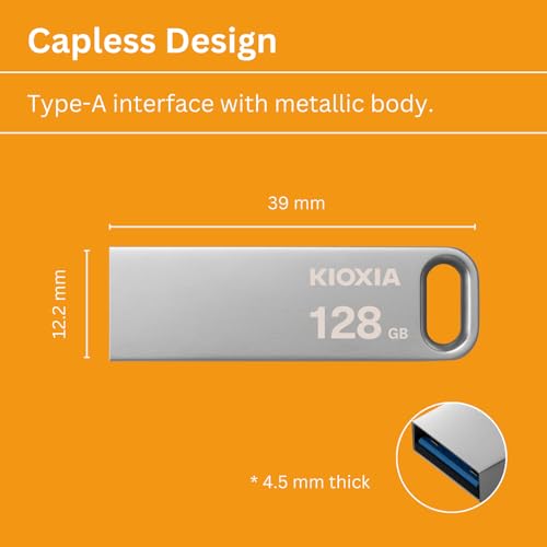 Image of KIOXIA TransMemory U366 128GB USB 3.2 Gen 1 Flash Drive - Small, Stylish Metallic Body with 5-Year Warranty (White)