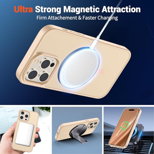 Image of SUPFINE Magnetic for iPhone 14 Pro Max Case (Compatible with MagSafe) (Military Grade Drop Protection) Slim Translucent Matte Shockproof with Anti-Fingerprint Phone Case,Sand Pink