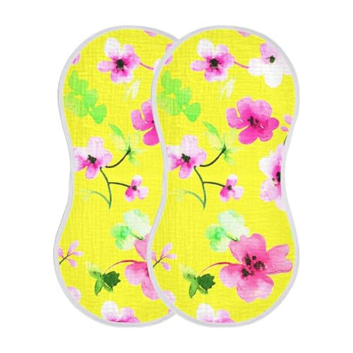 Watercolor Blossom Yellow Burp Cloths for Babies Burp Rag Cotton Spit Up Rag for Baby Newborns Girl