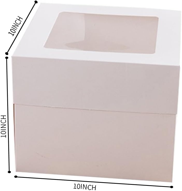 Tall Cake Boxes with Ribbons 10x10x10 inch Lar White Bakery Square Cake