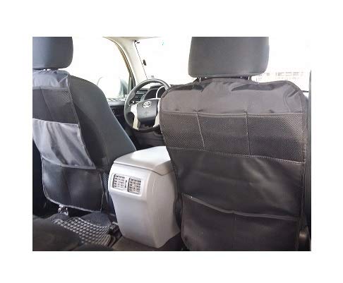 MASKER Kick Mat Back Seat Organizer with 5 Pockets, Durable, Water Resistant, Universal Fit, 2 Unit