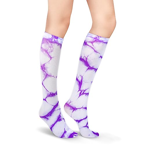 Image of Benefeet Sox Women Girls Thin Nylon Knee High Socks Long Tube Socks Unisex Soft Cozy High Calf Sock Tie Dye /Gradient