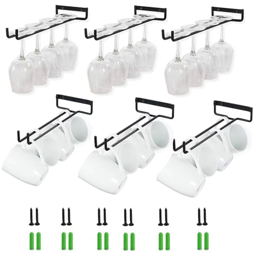 HEYOUTH Support en verre à base suspendue, porte verre à pied, porte verres suspendus, 6 pièces 30 cm porte-verres à vin peut contenir 24 à 36 verres à...