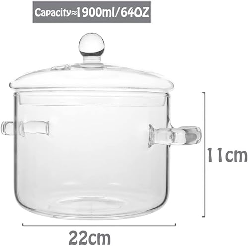 Miniatura 2 de Cacerola de vidrio con tapa, resistente al calor, olla y sartén con tapa para fideos de pasta, sopa, leche, alimentos para bebés (64 oz64.2 fl oz)
