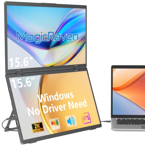 MAGICRAVEN 16" 2K QHD Triple Portable Dual Monitor & Laptop Screen Extender