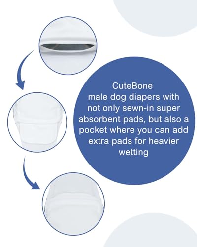 Image of CuteBone Dog Diapers Male 4 Pack Puppy Wraps Reusable Doggie Belly Bands for Male Dogs Small Medium Large