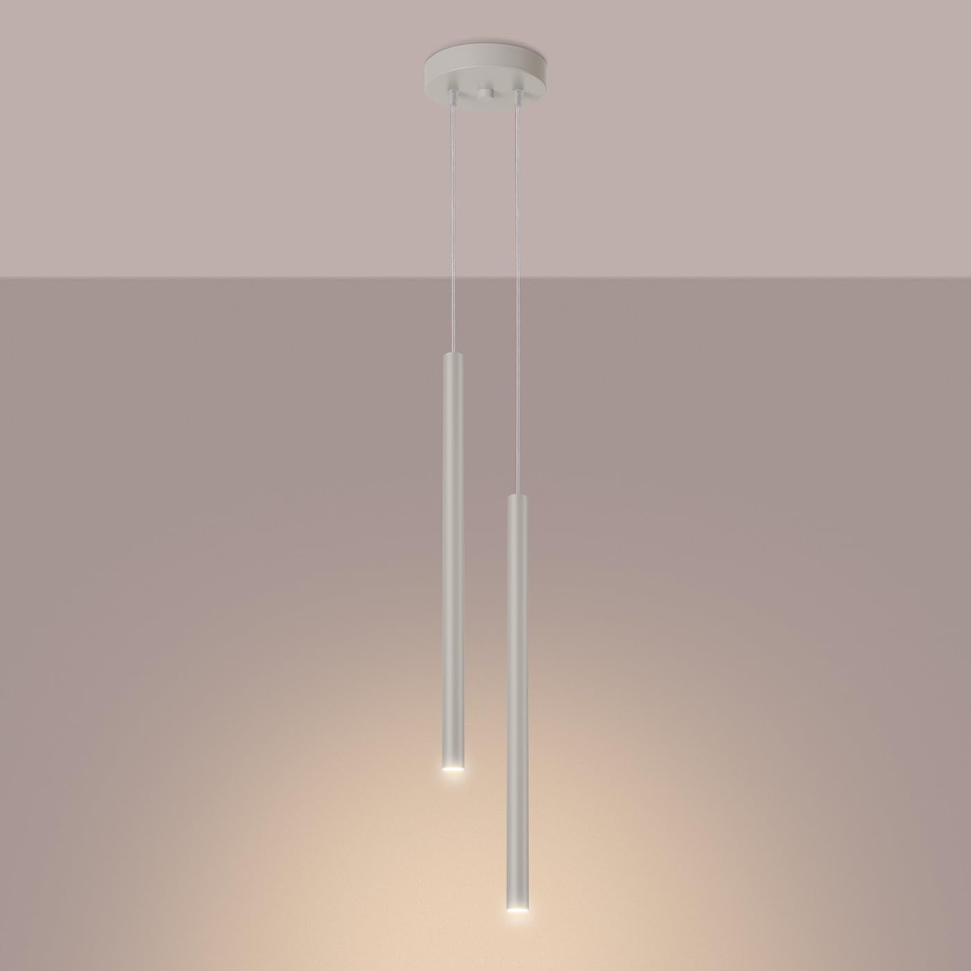SOLLUX lighting PASTELO Lámpara Colgante Moderna - Luminaria Versátil - G9, max 8W LED, ~230V, 50Hz, IP20 - Bombilla no incluida - 2x Fuente de luz - 15x15x114cm, Beige