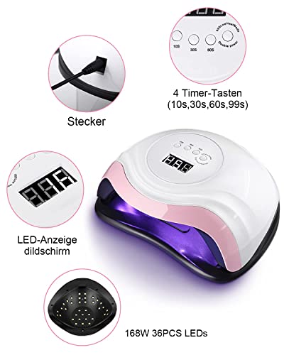 Lampe à ongles professionnelle 168W design moderne et écran LCD