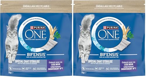 PURINA ONE SPÉCIAL Chat STÉRILISÉ Croquettes Lieu Noir 1,5kg (Lot de 2)