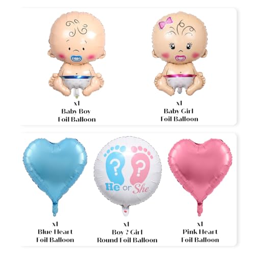 Image of Just Party Baby Shower Decoration Kit, Boy ? Girl - Pack of 5 | Balloons for Baby Shower Decoration |Baby Boy and Baby Girl Figure Foil Balloons | Boy ? Girl Foil Balloons