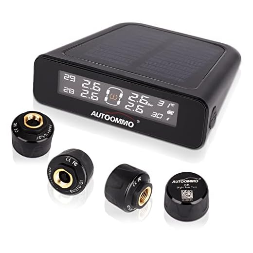 AUTOOMMO Tire Pressure Monitoring System (TPMS), 0~93Psi 1-Min Fast Show Tire Pressure with Solar Charge Display, Real-time Detection, Fits All Four-Wheeled Vehicles