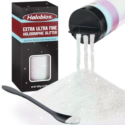 Halobios Feiner Glitzer, 180g schillerndes Weiß Bastelglitzer für Party und Kunstunterricht, Körpernagelglitzer für Bühnen-Make-up