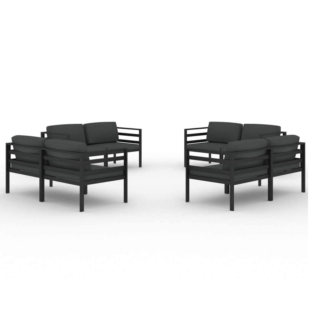 Juego de muebles de jardín modulares de aluminio, antracita, 8 sofás esquineros, incluye cojines de asiento y respaldo, muebles para terraza, porche y jardín