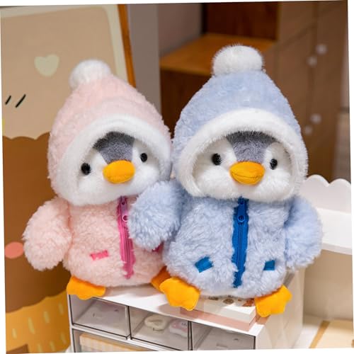 Pingouin en peluche pour apaiser bébé, petit compagnon bleu avec vêtements
