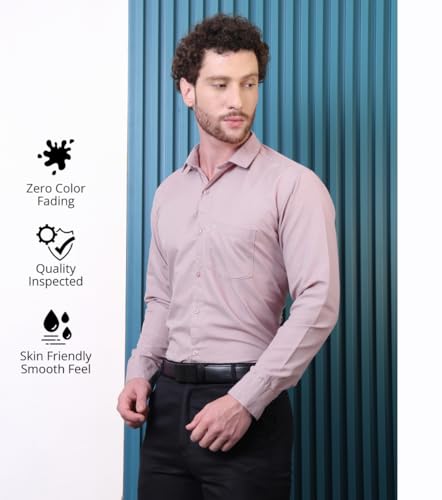 Image of CONTRARY Men's Pure Cotton Solid Stylish Casual & Formal Wear Shirt | Stylish Regular Fit Full Sleeve Comfortable Office Party Trendy Shirt - Multi Color