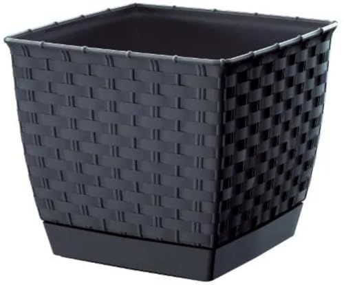 Generisch Blumenkasten Übertopf Blumentopf aus Kunststoff, Blumenkübel, Blumenschale, Pflanzkübel, für Garten, Balkon, In-Outdoor Rattan Optik Rund Eckig Anthrazit Farben (22 x 22 cm) Generisch Blumenkasten Übertopf Blumentopf aus Kunststoff, Blumenkübel, Blumenschale, Pflanzkübel, für Garten, Balkon, In-Outdoor Rattan Optik Rund Eckig Anthrazit Farben (22 x 22 cm)