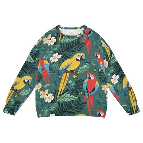 JUNZAN Cute Macaw Green Little Boys Hoodie Sweatshirt Long Sleeve Kids Hoodies Boys Athletic 4T