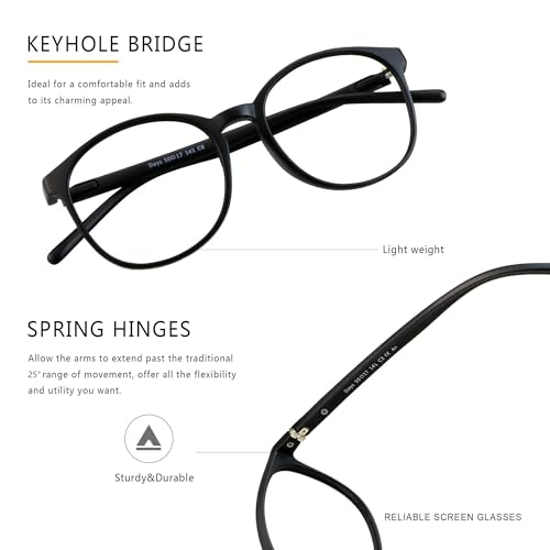 Image of Vintage Round Progressive Multifocal Presbyopic Glasses, Blue Light Blocking Glasses for Men Women Readers (Black,+0.00 /+1.25 Magnification)