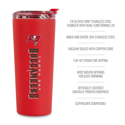 Image of Rico Industries NFL Football 24oz Stainless Steel Tumbler with Lid and Dual Functioning Lid
