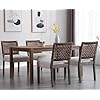 Kmax modern farmhouse dining chairs set of 4 rustic kitchen chairs with linen fabric seat and woven backrest vintage accent chairs for living room dining room bedroom beige  urban country home decor