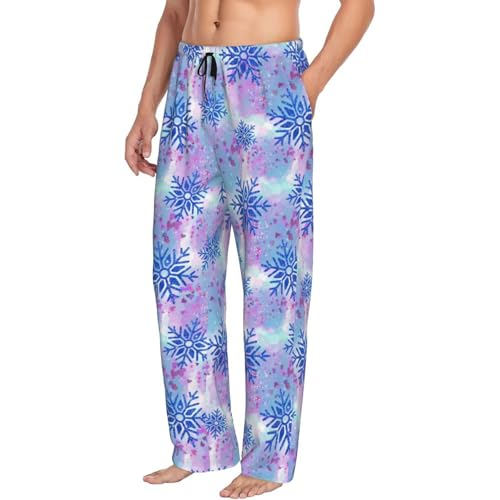 Christmas Winter Snowflake Blue Mens Pajama Pants Cozy Lounge Baggy Lightweight Pj Pants Lounge Bottoms With Elastic Waist2