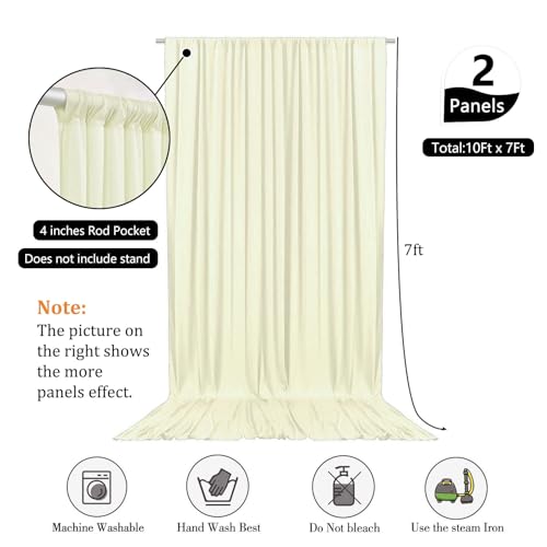 Image of 10 x 7 Feet Ivory Backdrop Curtain for Partie, Background Curtains for Photoshoot, Birthday, Wedding, Halloween, Thanksgiving, Christmas, New Year Party Decorations 5Ft x 7Ft, 2 Panels