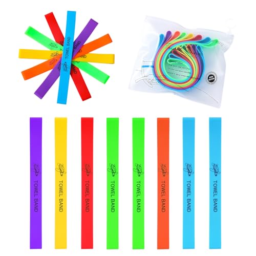 8 PacksTowel Band for Beach Pool Lounge Chair Strap Clip Women Gift Cruise Ship Essential Travel Must Haves Fashion Clothes Tote Bag Toy Dress Cover Hat Pant Game Ball Mesh Cooler Eight