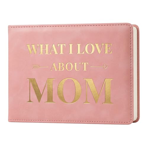 YOELOVE What I Love About Mom Leather Book – A Fill-In-The-Blank Keepsake Journal Gift for Mom...