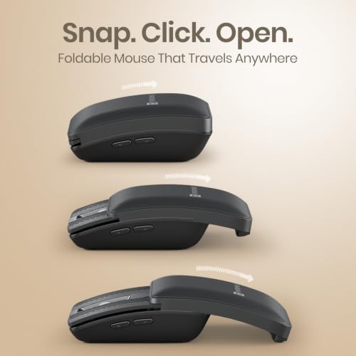 Image of Portronics Toad Fold Wireless Bluetooth Mouse with Dual Wireless (BT + 2.4 GHz), Foldable Mouse, Rechargeable Battery, Multi-Device Pair, Up to 3200 DPI Sensitivity (Black)