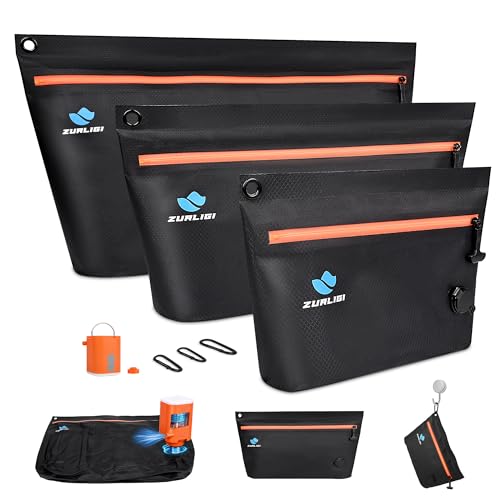 Zurligi Kit de bolsas de embalaje al vacío de viaje compactas con mini bomba, juego S/M/L de cubos de embalaje de compresión acoplables para ropa interior y artículos esenciales, organizador de