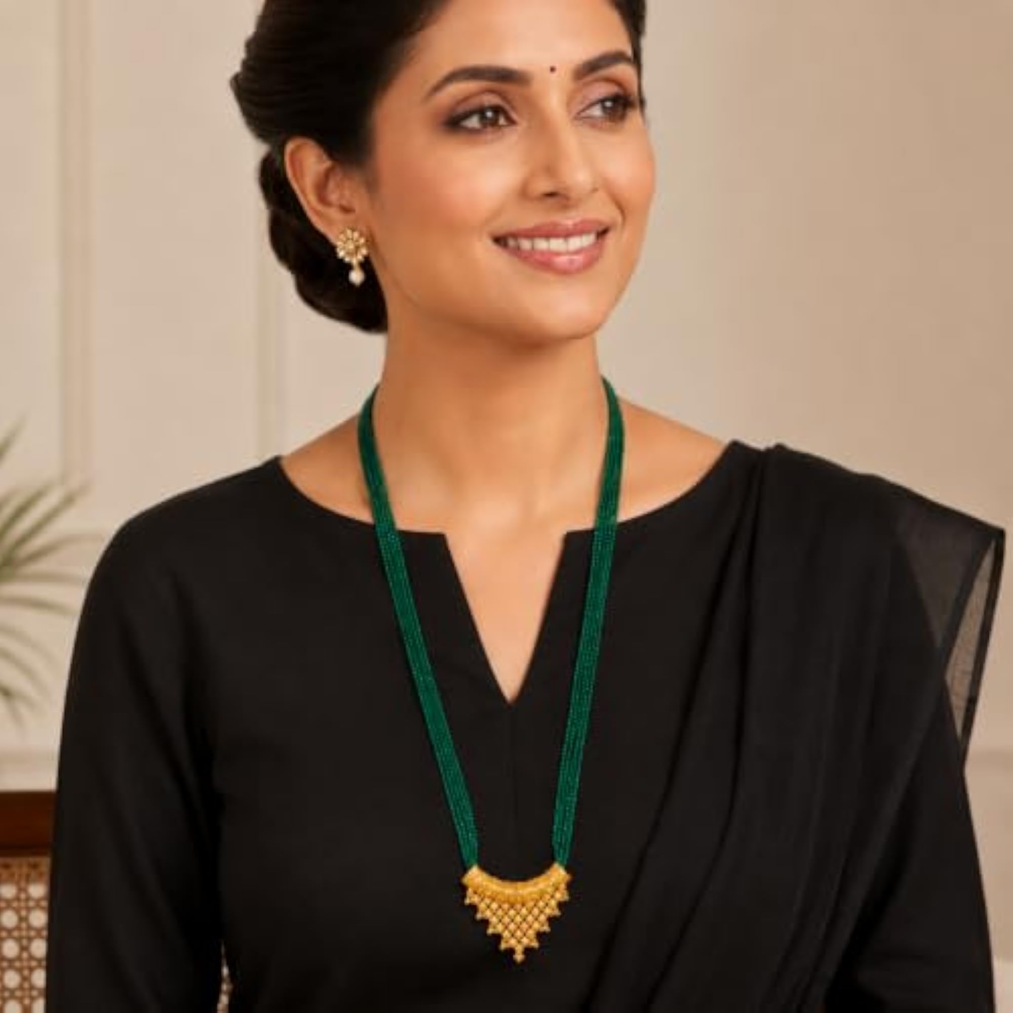 Nepali Tilhari Pote Mala with Gold-Toned Pendant